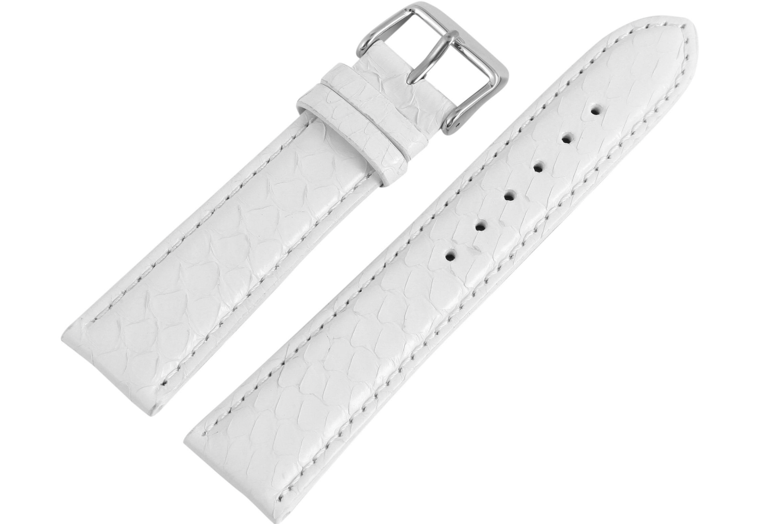 Steinmeister Uhrenarmband Echtleder Armband weiß Schlangenleder gepolstert 24 mm0