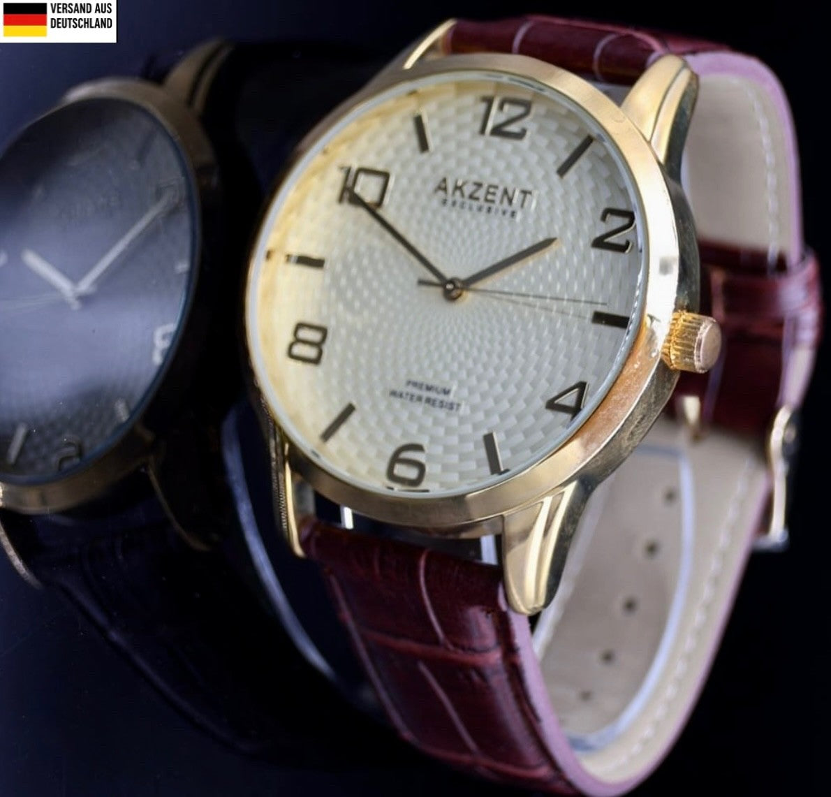 Mega Edle Akzent Exclusive Herren Männer Armband Uhr Gold Braun Farben Herrenuhr0