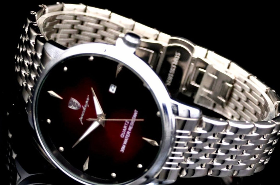 Mega Edle Männer Herren Armband Uhr Herrenuhr Lila  Silber Farben1