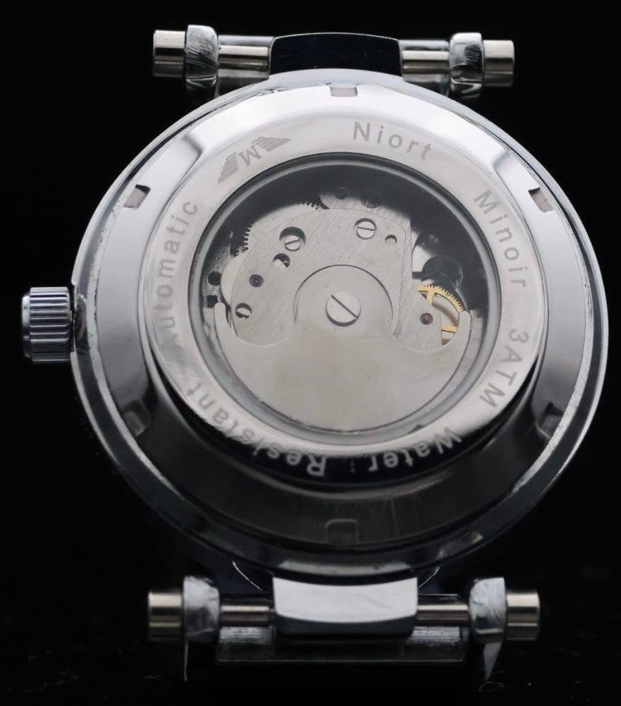 Edle Herren Uhr Automatikuhr Leder Armbanduhr Minoir  offene Unruh B-WARE * 722