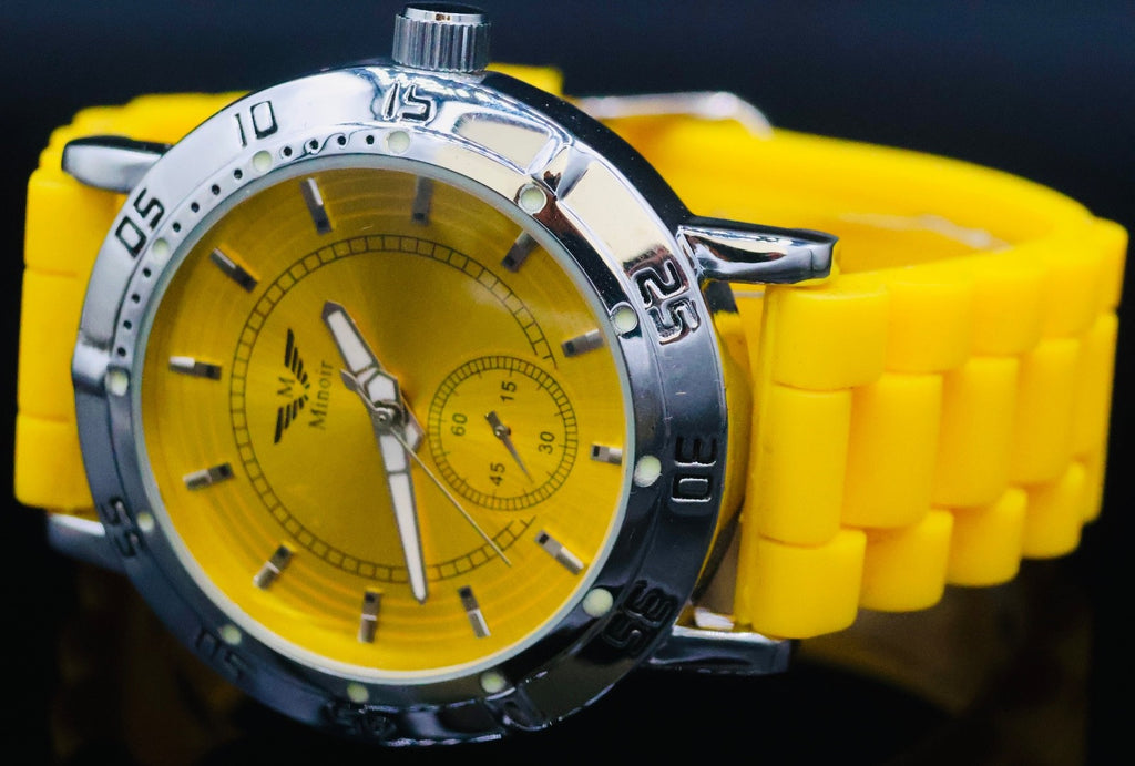 Mega Edle Herren Uhr Automatikuhr Armbanduhr Minoir im sportlichen Design Gelb0