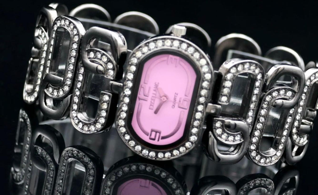 Excellanc Damen Frauen Armband Uhr Rosa Silber Farben Damenuhr Kettenarmband1