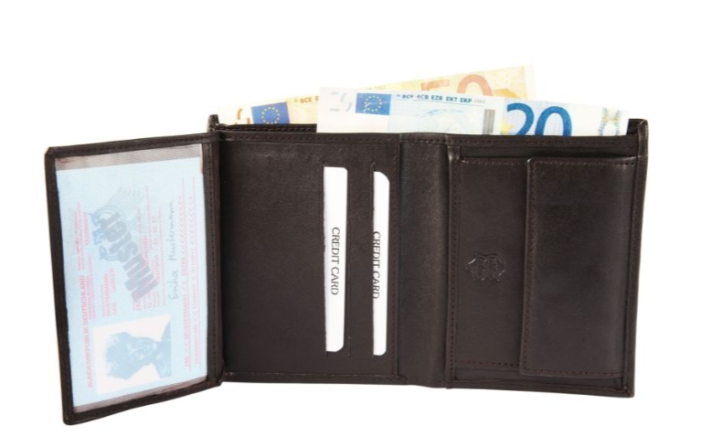 Akzent Unisex Leder Portemonnaie Geldbeutel Portmonee Echtleder Dunkelbraun1