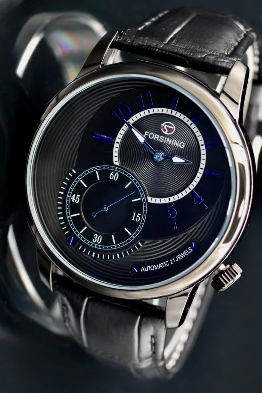 Exklusive FORSINING Herren Automatik Uhr Herrenuhr Schwarz Lederarmband TOP0