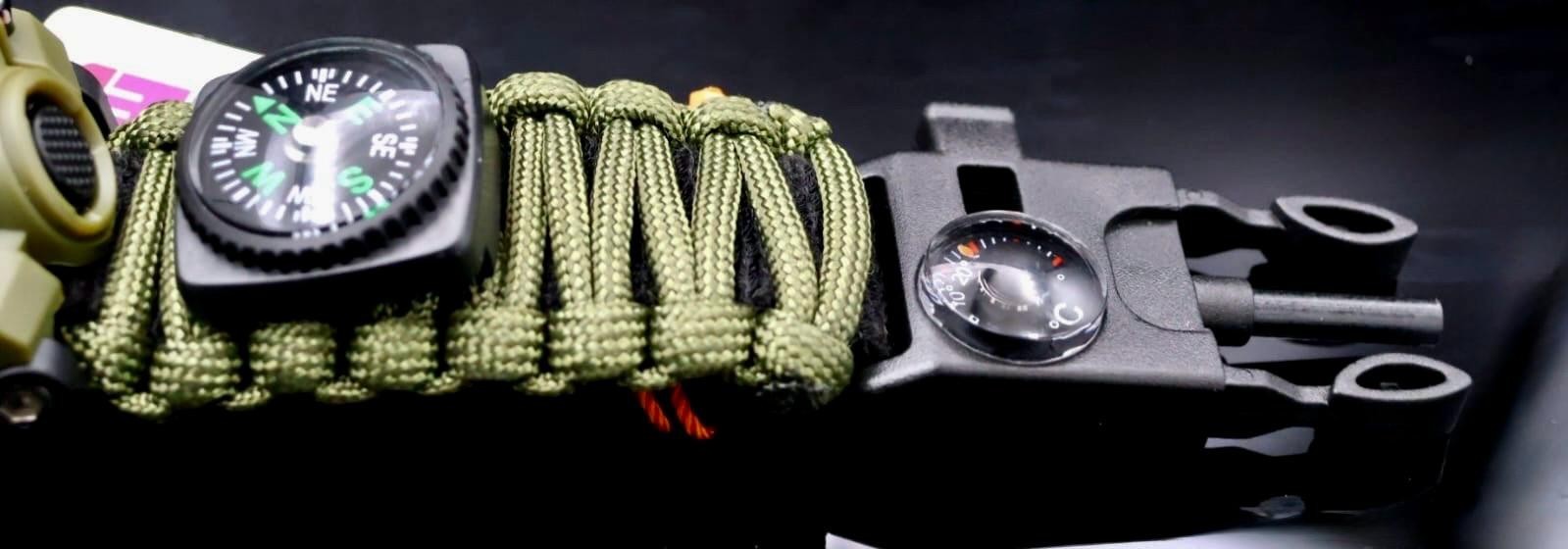 Survival Uhr Herren Paracord Armband Kompass Outdoor Militär Tactical Khaki1