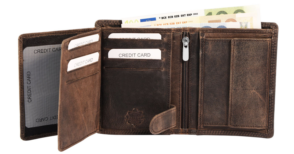 Akzent Basic Leder Geldbörse RFID Schutz Portemonnaie Braun Truck Motiv 32