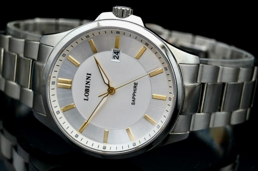 Lobinni Herren Männer Uhr  Silber Farben Datum 24 Stundenanzeige NEU1