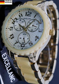 Excellanc Damen Armband Uhr Weiß Silber Farben Damenuhr Chrono-Look Neu0