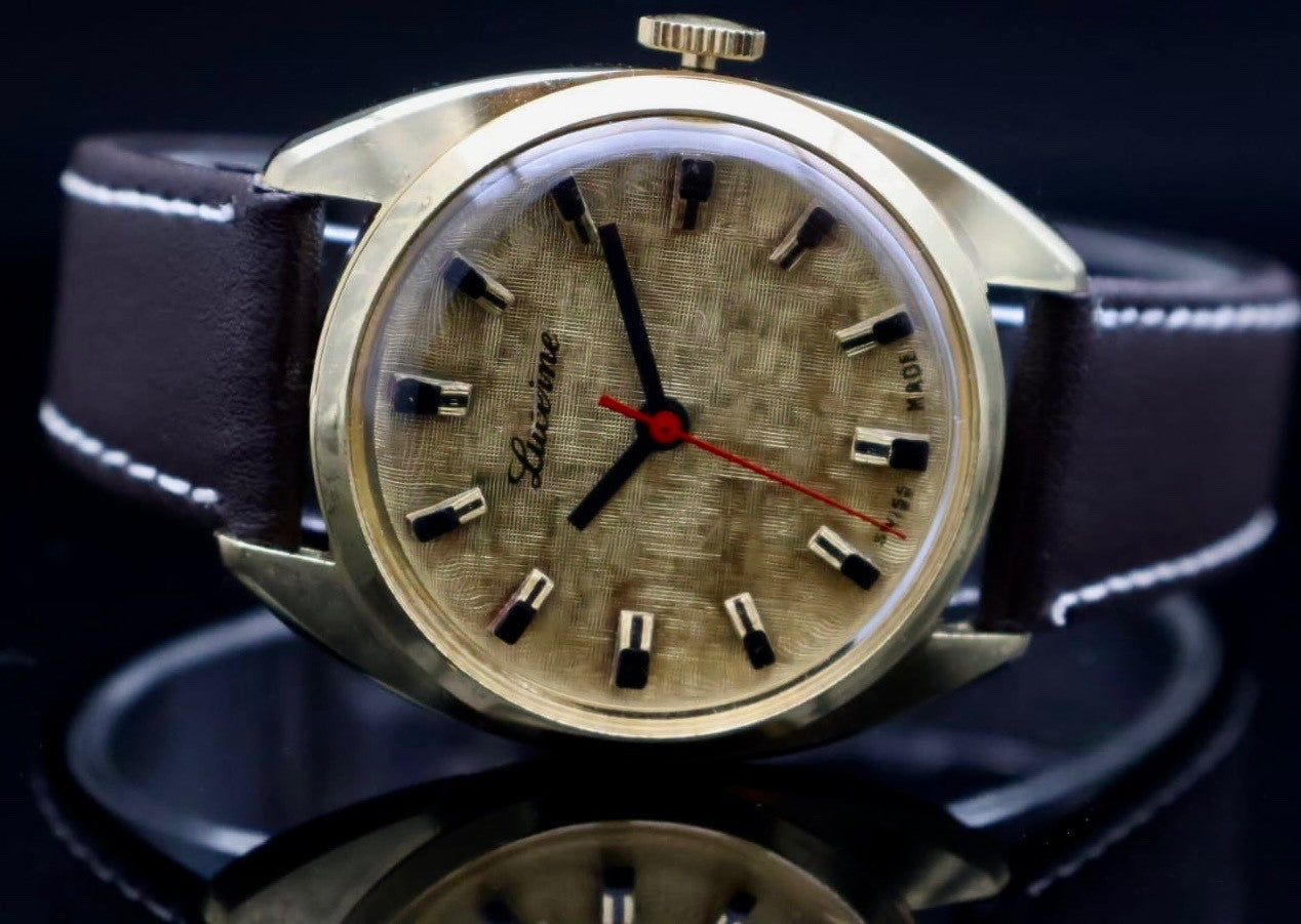 Lucerne Swiss Made Handaufzug Watch Lagerfund Armbanduhr Leder Braun Vintage1