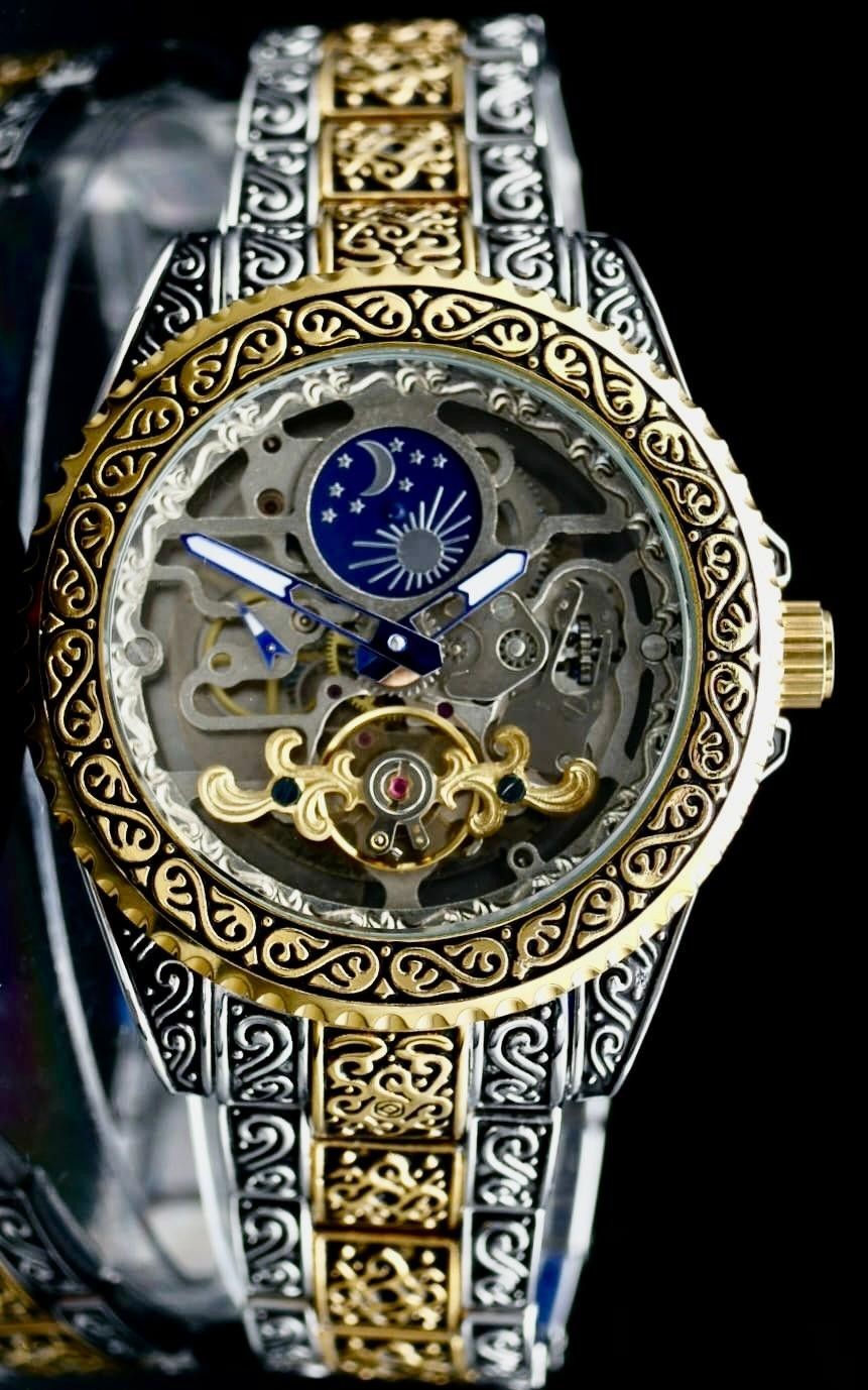 Winner Herren Automatikuhr Edelstahl Skelett Uhr Gold Silber Vintage Luxus Neu0