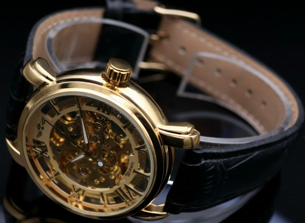 Super Edle Winner Herren Männer Automatik Uhr Gold Schwarz Farben Herrenuhr NEU1