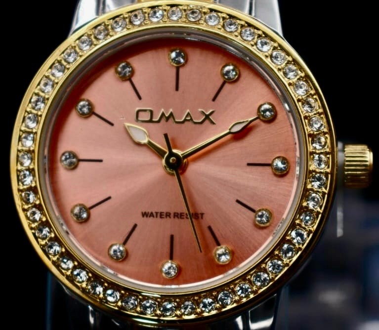 Omax Damen Armband Uhr Silber Gold Farben Bicolor Damenuhr Strass IP Veredelt *2