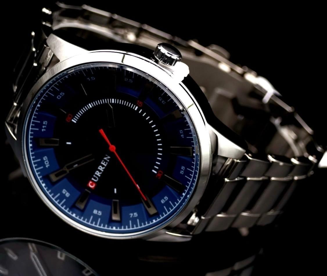 Exklusive Herren Männer Armband Uhr Herrenuhr Blau Schwarz Farben Keramik Look1