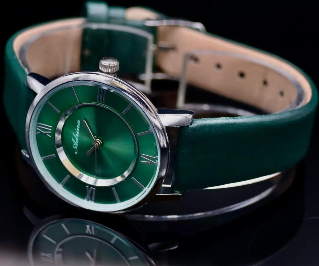 Mega Edle Adrina Damen Frauen Armband Uhr Grün Gold Farben Damenuhr Mineralglas1