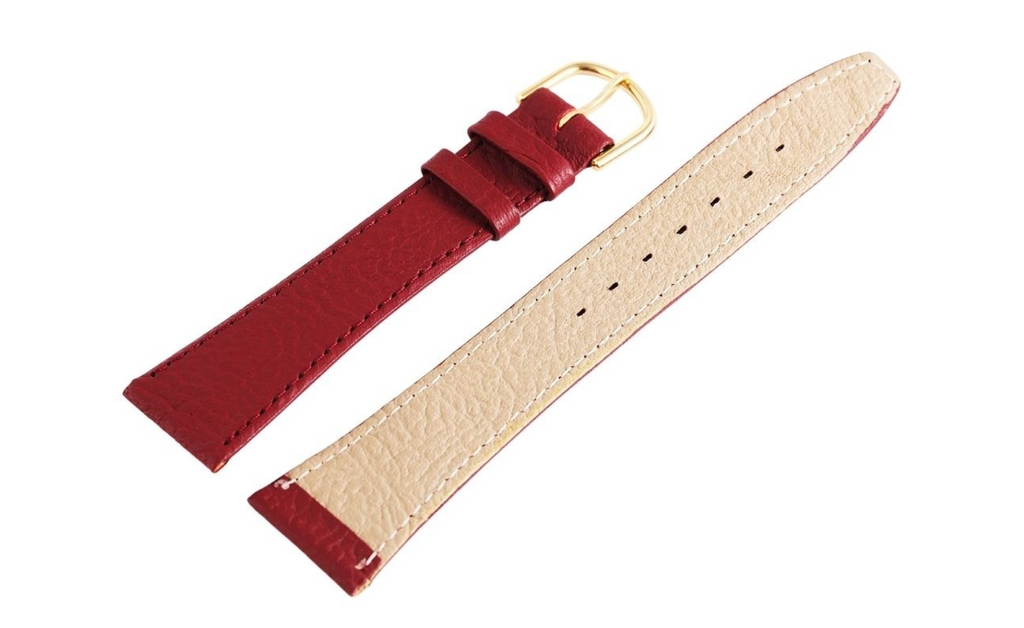 Steinmeister Uhrenarmband Echtleder Armband bordeaux rot genarbt 20 mm0