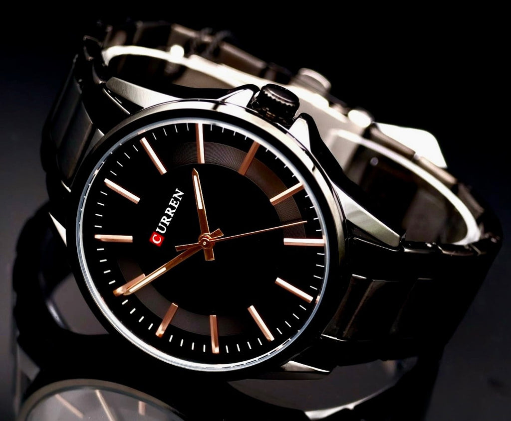 Mega Edle Herren Männer Armband Uhr Rosé Schwarz Farben Herrenuhr Keramik Look1