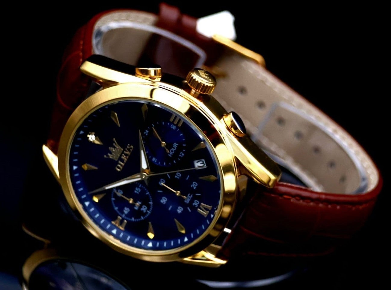 Edle Herren Männer Armband Uhr Chronograph Stoppuhr Datum NEU * 521