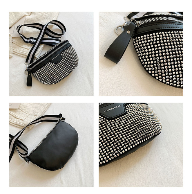 Damen Frauen Handtasche Tasche Schultertasche Schwarze Umhängetasche2