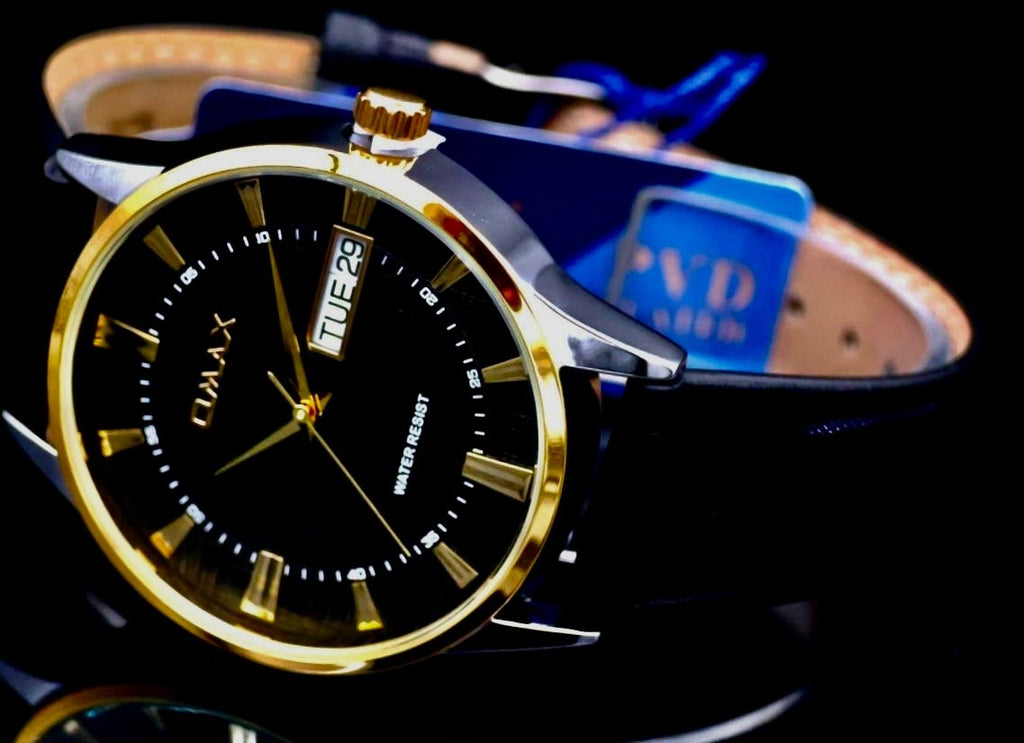 Omax Herren Armband Uhr Herrenuhr Datum Flaches Design SLIM IP Veredelt Slim NEU1