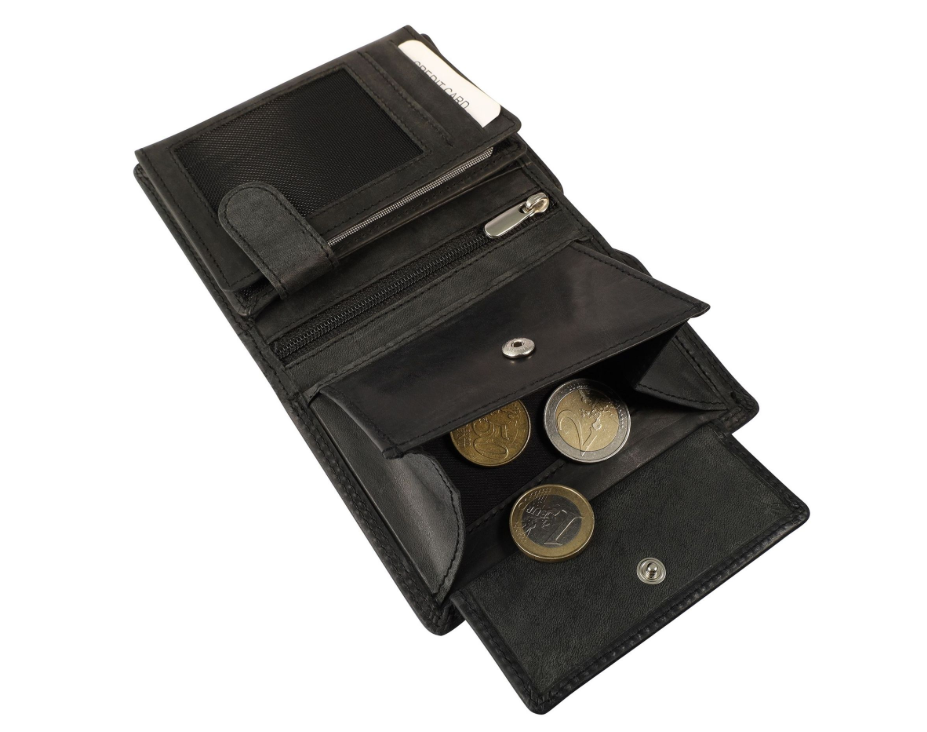 Akzent Leder Geldbörse RFID Schutz Echtleder Portemonnaie Anker Motiv Schwarz3