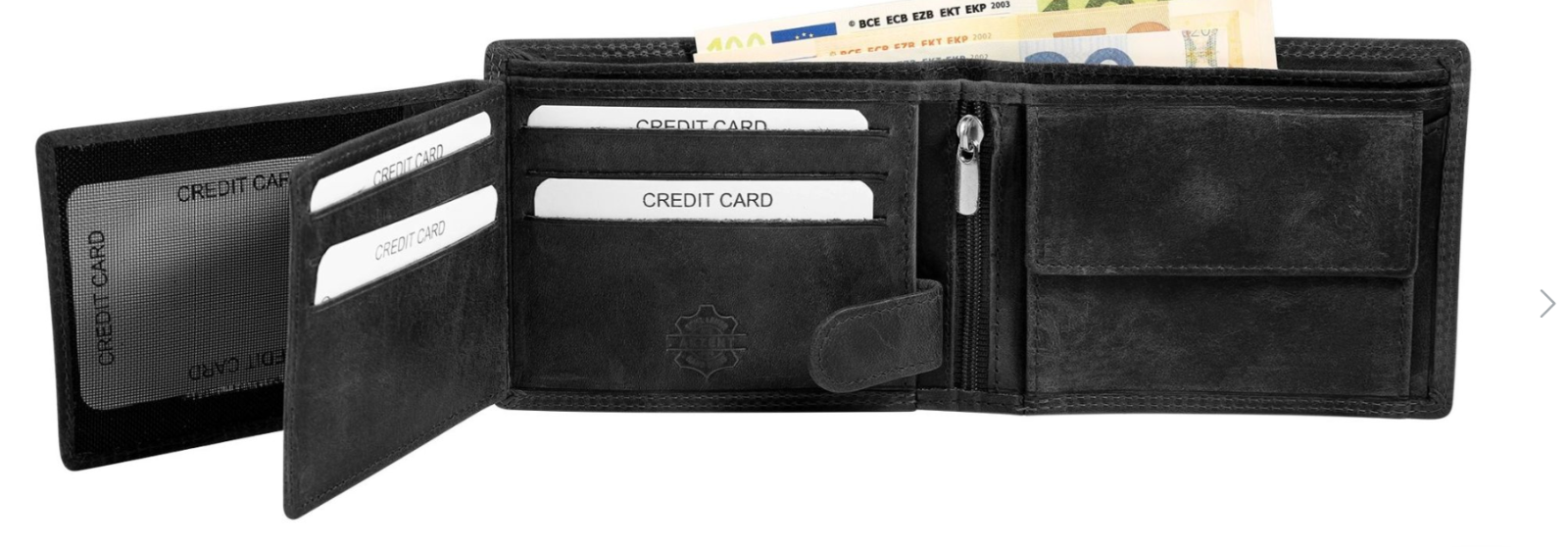 Akzent Leder Geldbörse RFID Echtleder Portemonnaie Geldbeutel Totenkopf Schwarz2