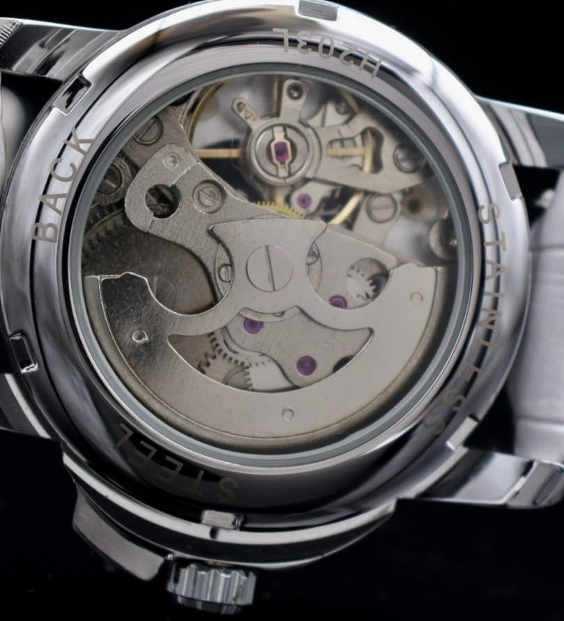 T-WINNER Herren Automatikuhr Gold Schwarz Farben Skelett Uhr Leder Top Design3