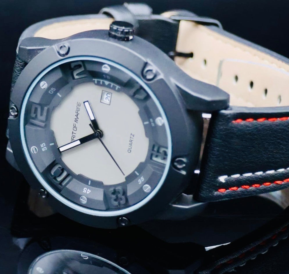 XL Spirit of Marine Herren Männer Armband Uhr Schwarz Quarz Datumsanzeige2