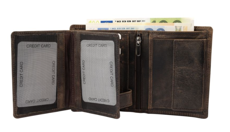 Akzent Leder Geldbörse RFID Schutz Echtleder Portemonnaie Anker Motiv Braun 23