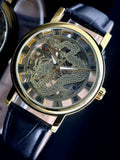 FORSINING - HERREN - AUTOMATIK - UHR - DRACHEN - DESIGN - LEDER - GOLD - 40MM0