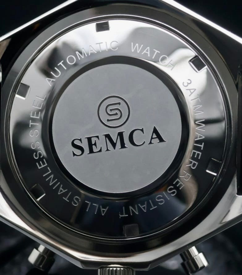 Semca Herrenuhr Herren Automatik Uhr NOS-STYLE Retro Armbanduhr Datum Lederband*3