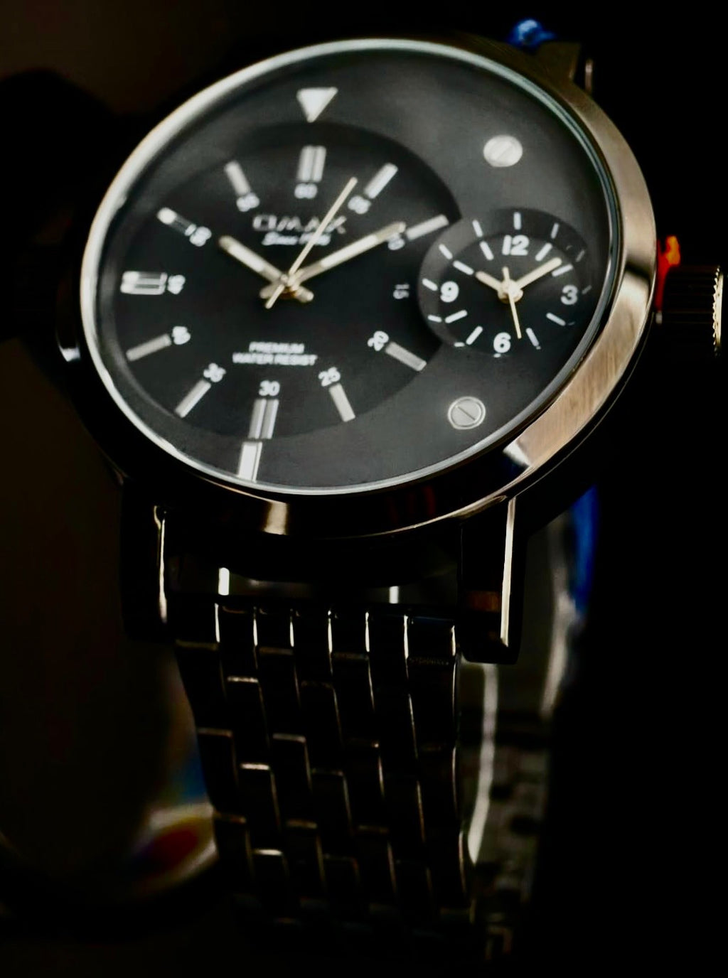 XXL Omax Monster Watch Herren Armband Uhr Schwarz Dual Timer NEU0