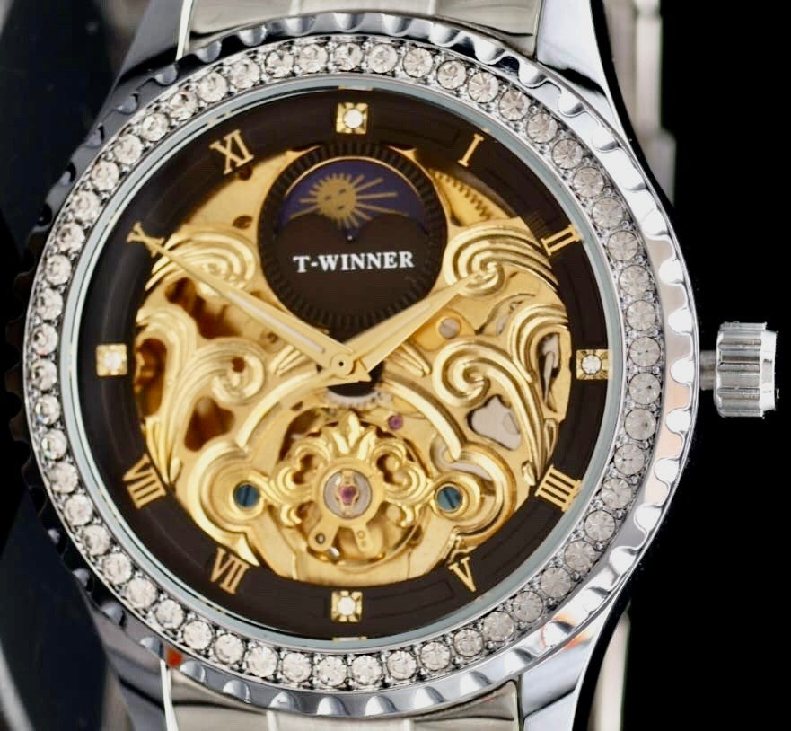T-Winner Herren Automatikuhr Mechanisch Skelett Uhr Gold Silber Farben Luxus2