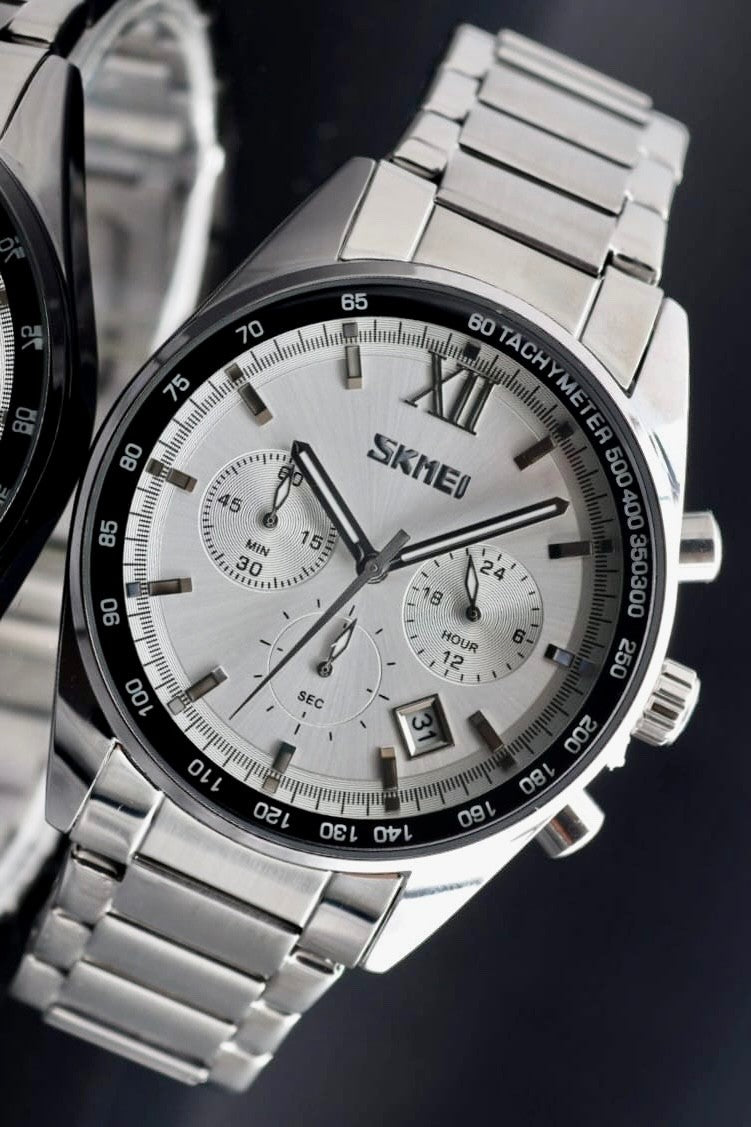 SKM - HERREN - UHR - CHRONOGRAPH - DATUMSANZEIGE - EDELSTAHL - 42MM - NEU1