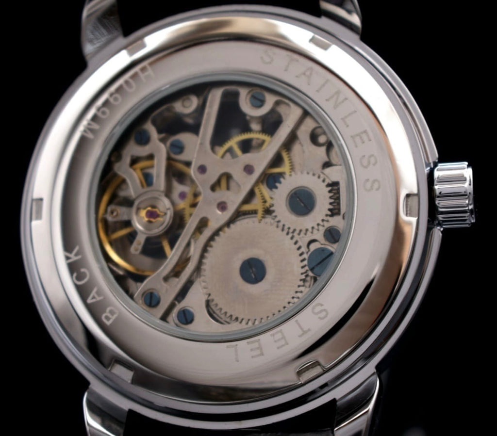 T-Winner Herren Automatikuhr Mechanisch Skelett Uhr Silber Schwarz Farben 44mm2