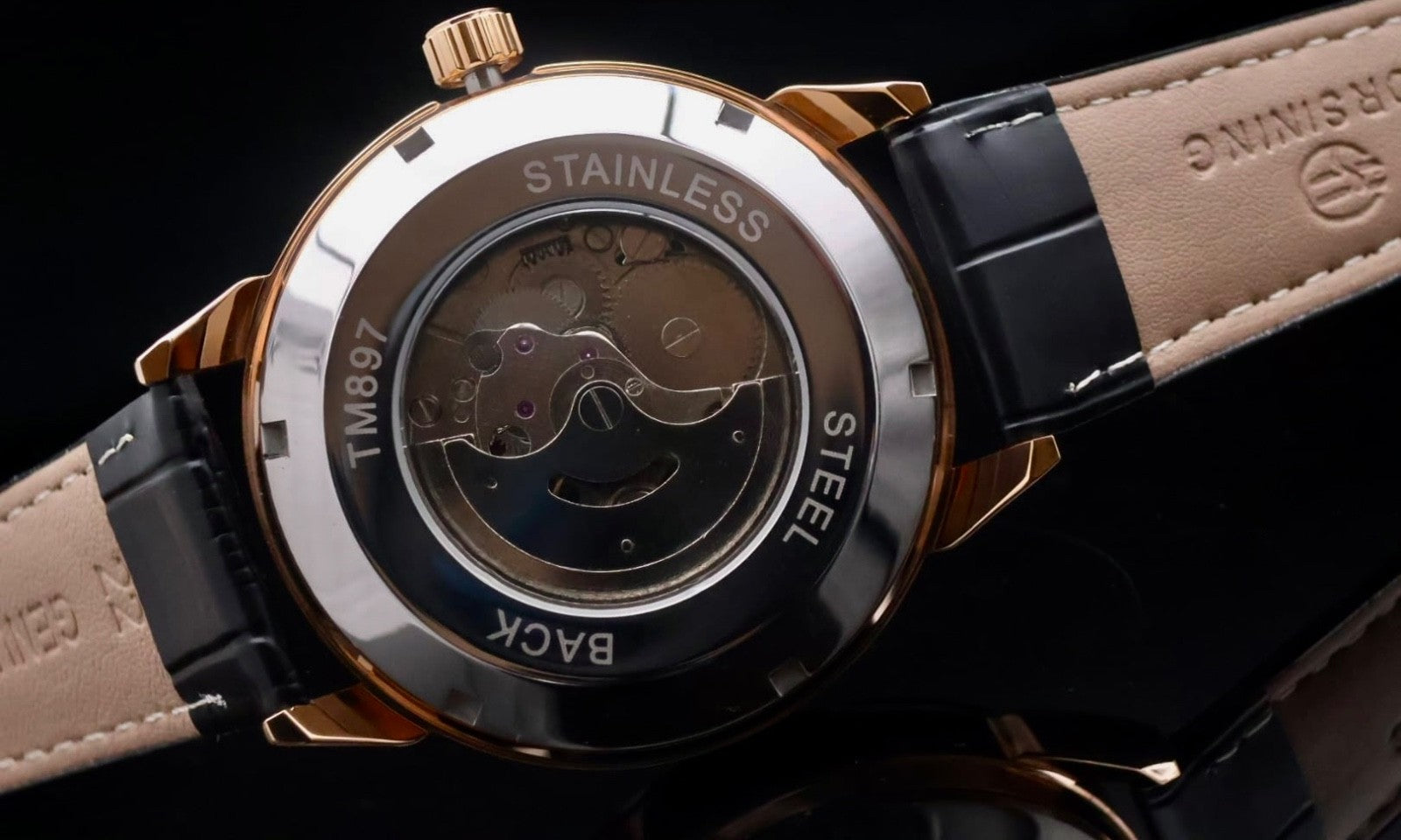 FORSINING - AUTOMATIK - UHR - HERREN - LEDER - ROSÉ/SCHWARZ - 46MM - NEU2