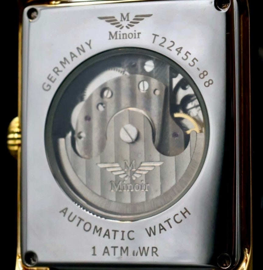 Klassische Herren Uhr Automatikuhr Armbanduhr Minoir Lederband B-WARE2