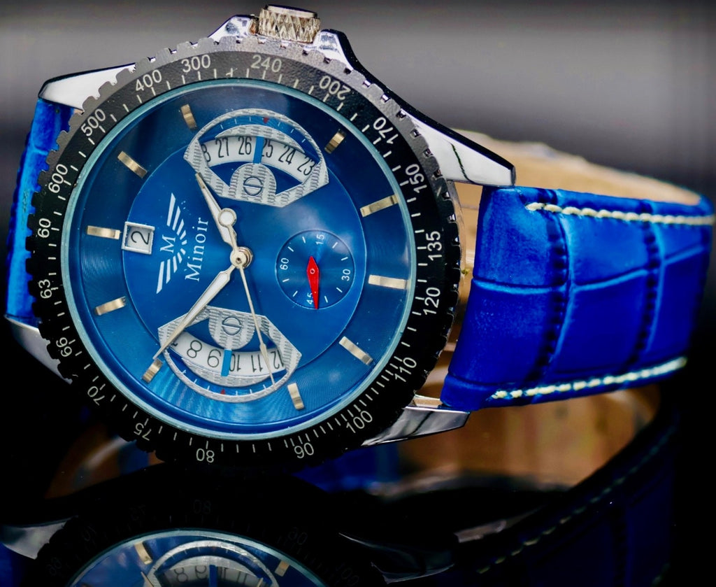 Mega Edle Herren Uhr Automatikuhr Armbanduhr Minoir LUXUS Herrenuhr Lederband1