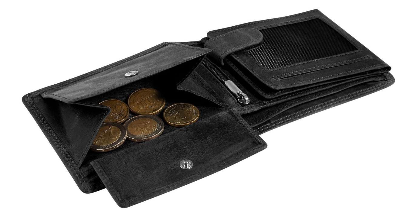 Akzent Leder Geldbörse RFID Echtleder Portemonnaie Geldbeutel Totenkopf Schwarz1