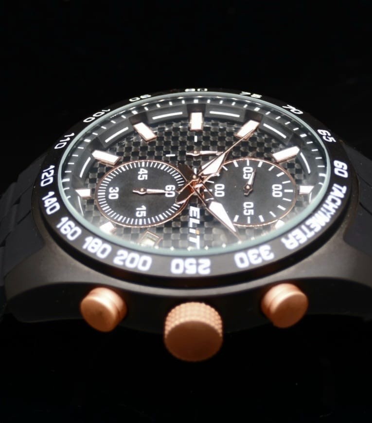 Elite Herren Silikon Armband Uhr Chronograph Schwarz Datum sportliches Design2