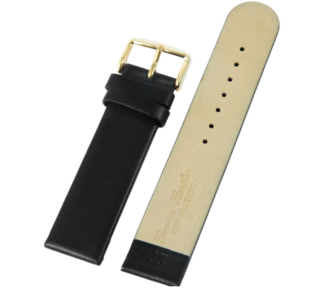 Basic Echtleder Armband in schwarz, glatt, flach, 20 mm0