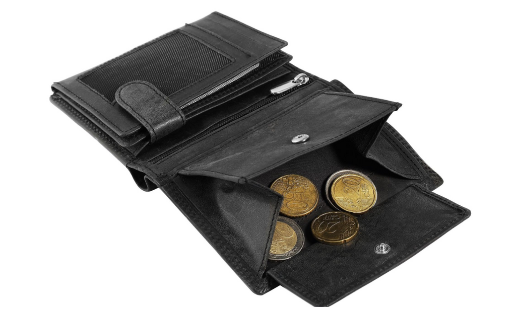 Akzent Basic Leder Geldbörse RFID Schutz Portemonnaie Schwarz Jäger Motiv 13