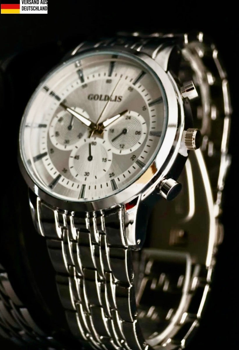 Herren Armband Männer Uhr Silber Farben Chrono Look * NEU * 250