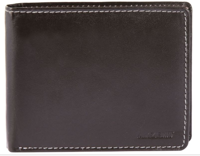 Akzent Leder Dunkelbraun Portemonnaie Geldbeutel Portmonee Echtleder Unisex Neu0