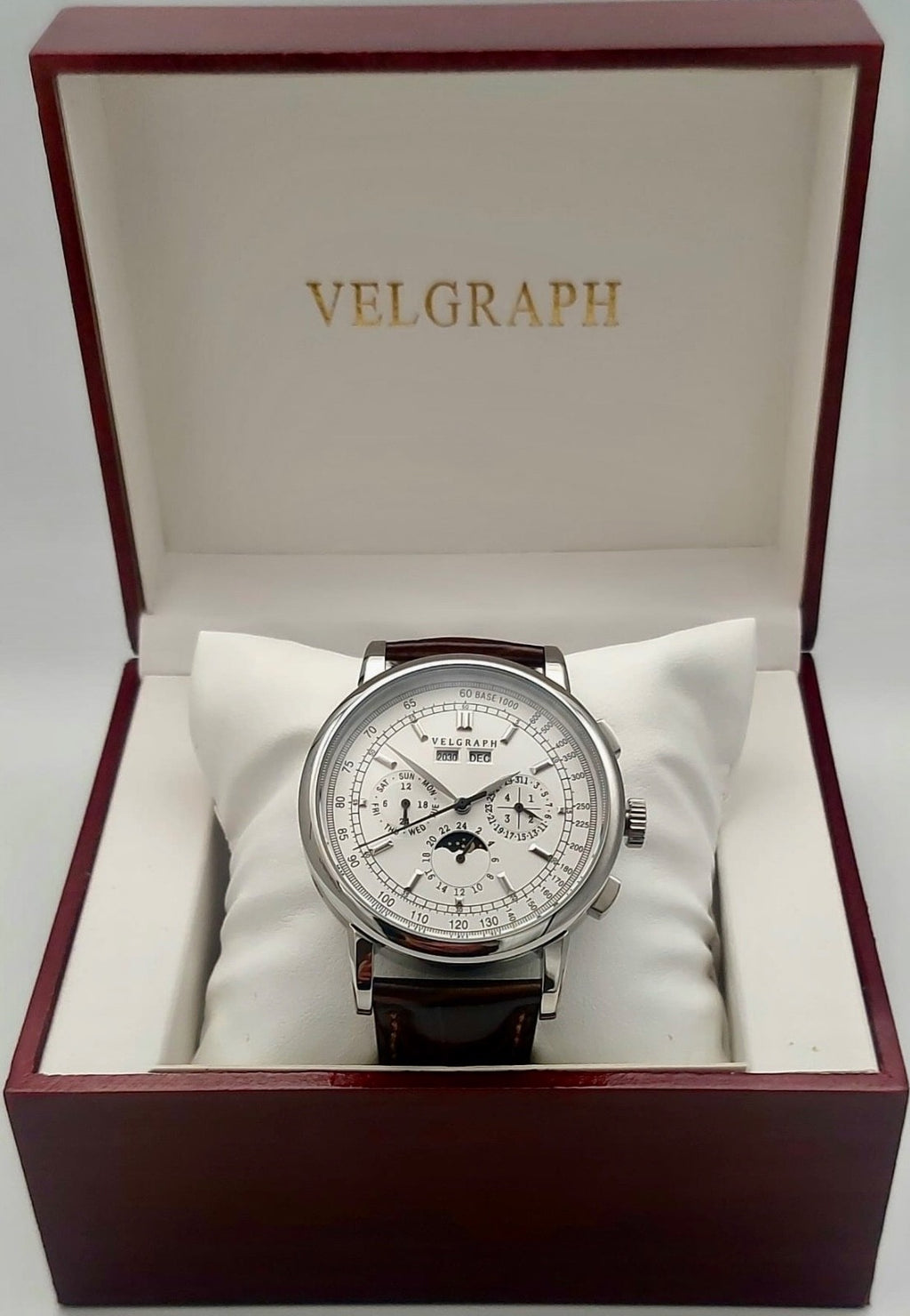 Velgraph Herrenuhr 42mm Automatik | Lederband | Vollkalender | NH35 | Seagull *3