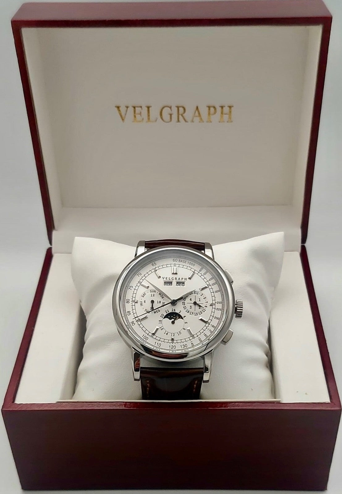 Velgraph Herrenuhr 42mm Automatik | Lederband | Vollkalender | NH35 | Seagull *3