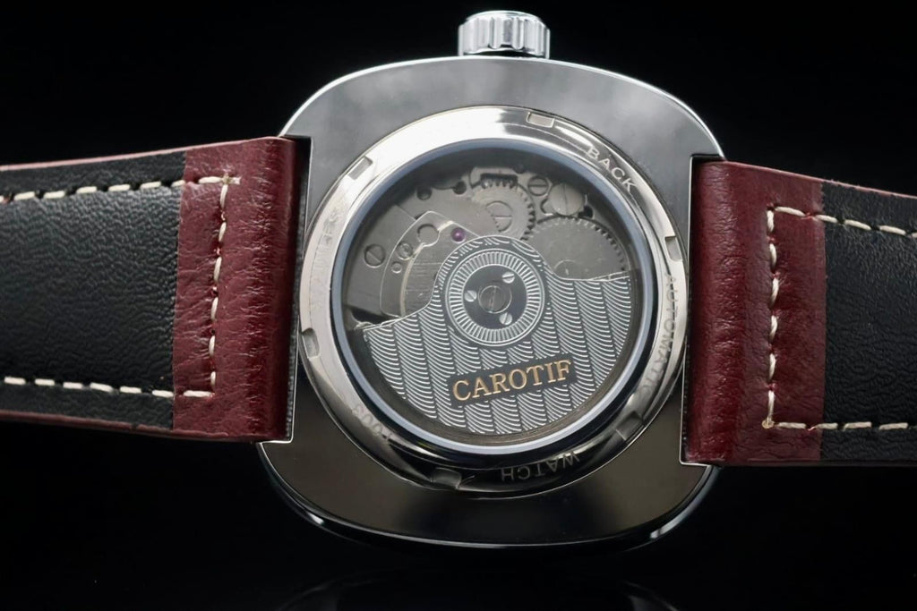 CAROTIF - AUTOMATIK - WATCH - OFFENE UNRUH - WEISS - ROT - LEDER - NEU2