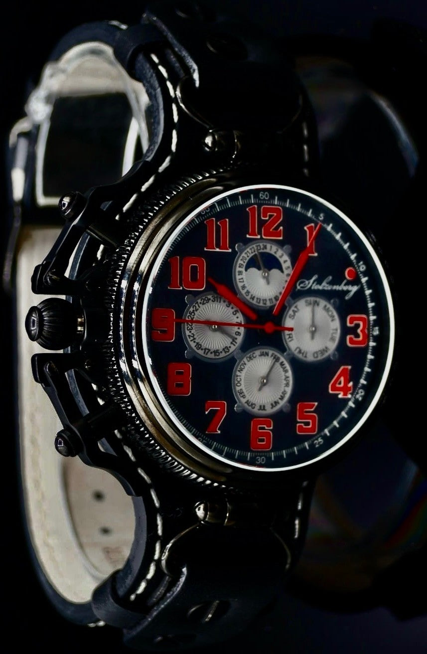Stolzenberg Automatik Herren Männer Armband Uhr Vollkalender 24 Stundenanzeige3