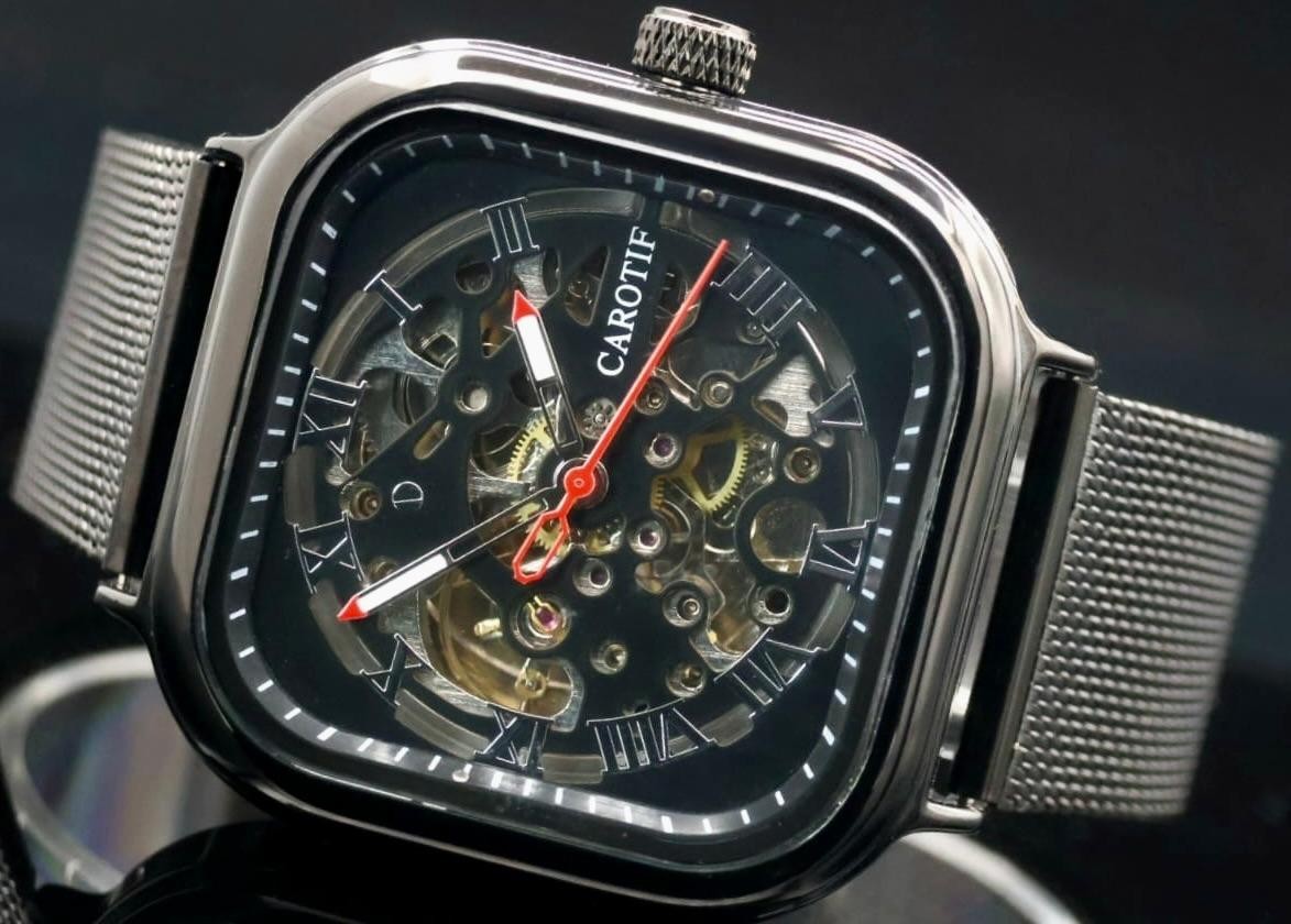 CAROTIF - AUTOMATIK - WATCH - SKELETTUHR - SCHWARZ - MESHBAND - 42X42MM1