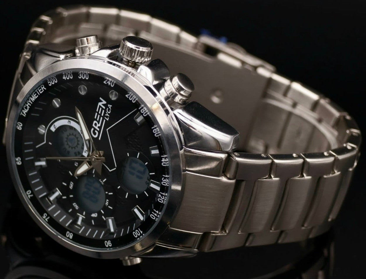 Green Digitale Herren Männer Armband Uhr Silber Schwarz Farben1