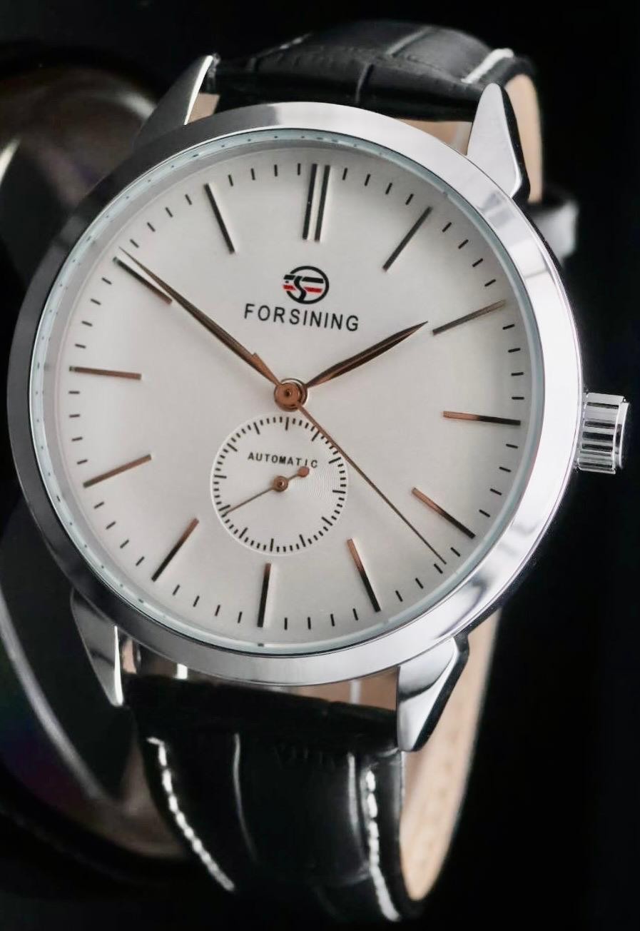 FORSINING - AUTOMATIK - UHR - HERREN - LEDER - WEISS/SCHWARZ - 46MM - NEU0